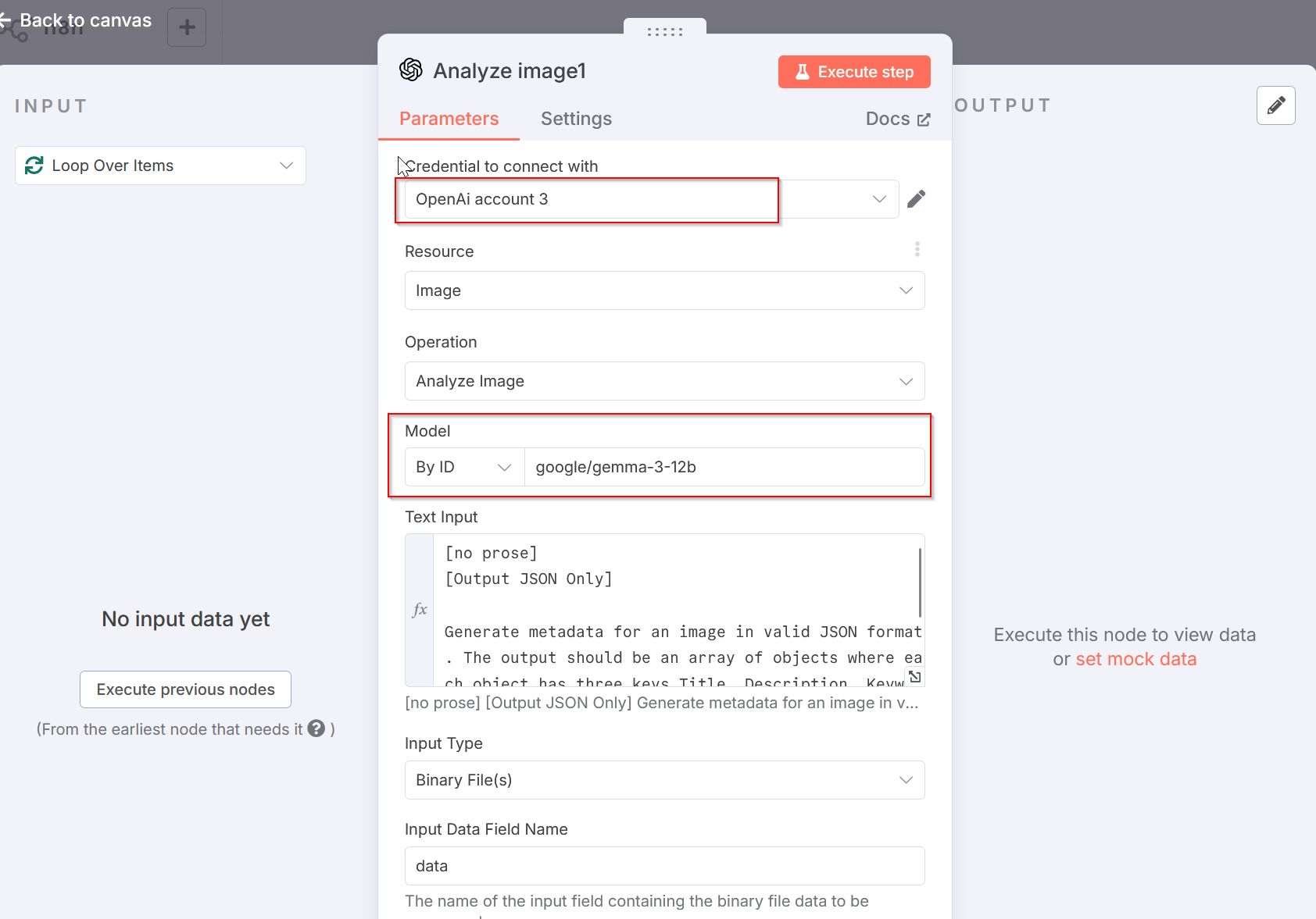 Configuring AI node in n8n