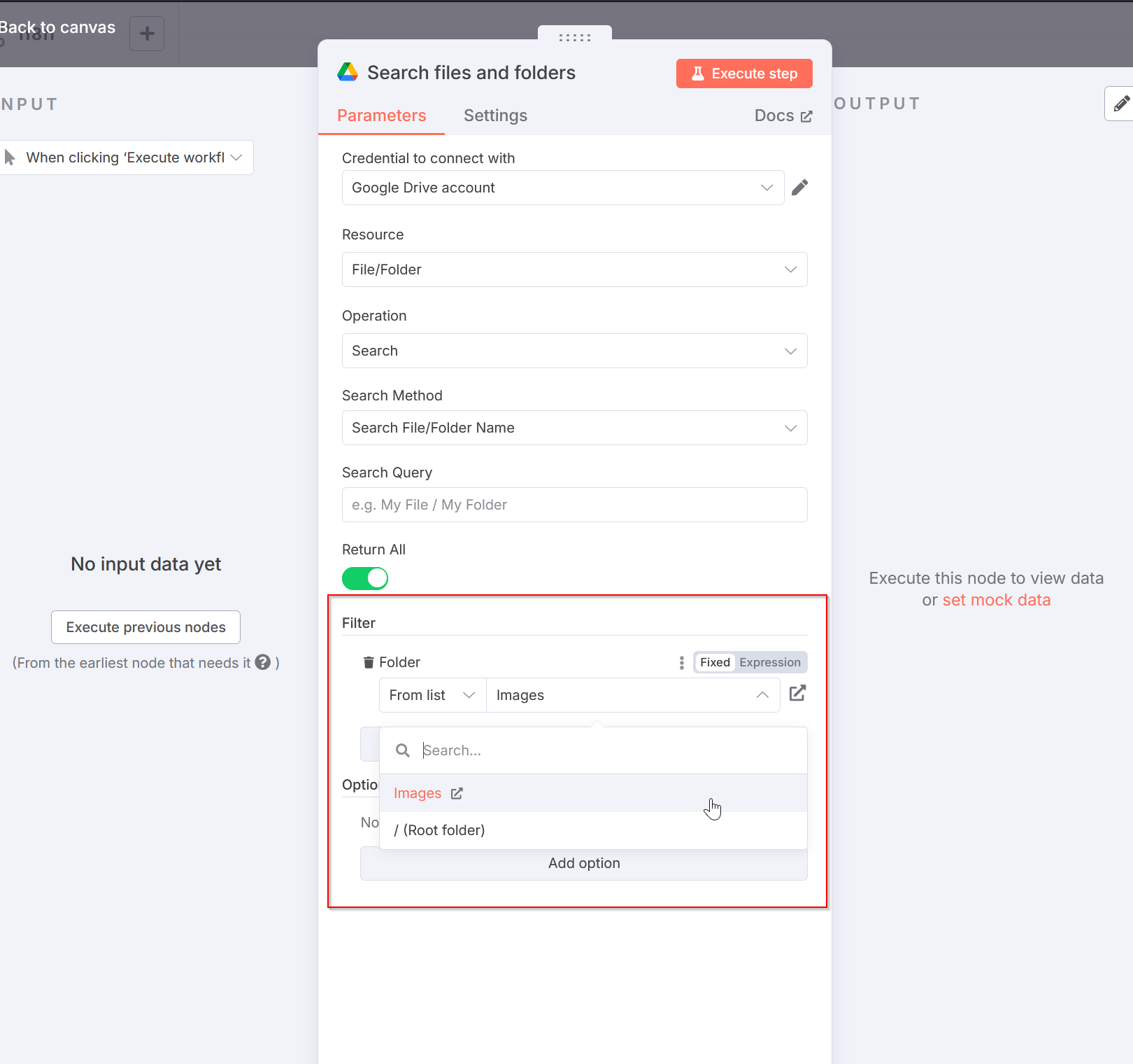 Configuring Google Drive node in n8n