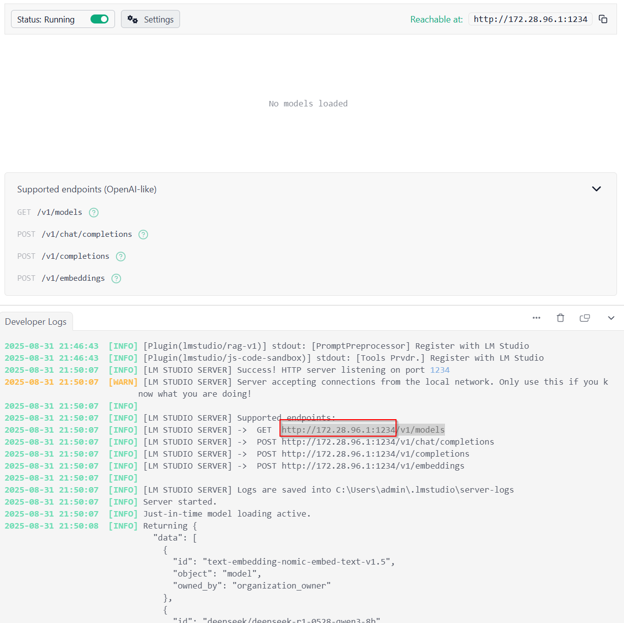 LM Studio server IP address