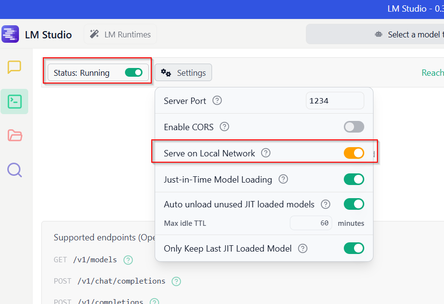 LM Studio dev server