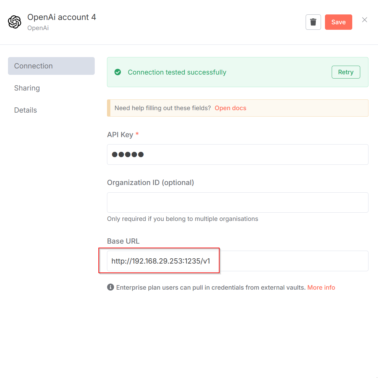 Creating Open AI credentials