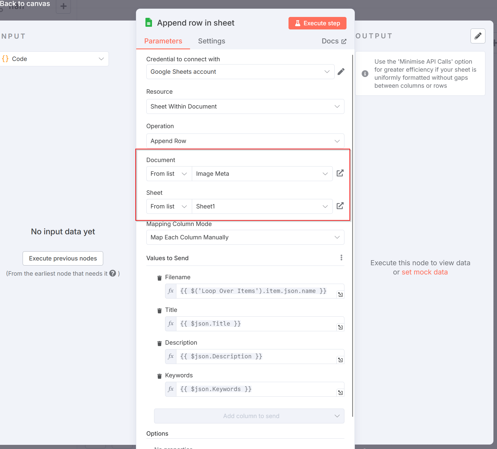 Configuring Google Sheet node in n8n